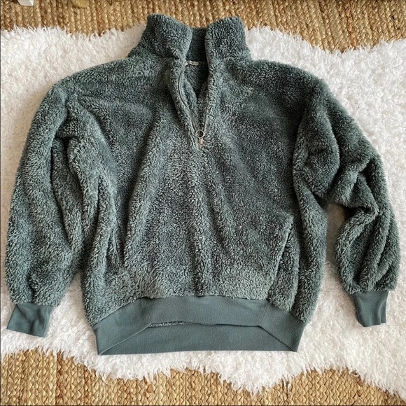 Express Tops - Express Blue Sherpa Quarter Zip XS
